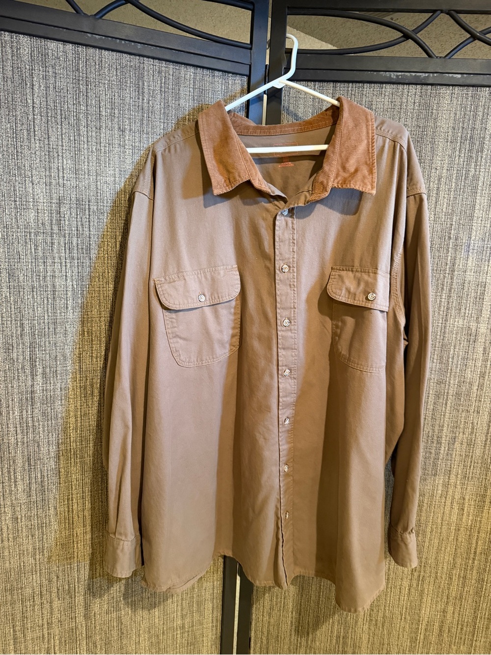 Men’s 5XL Boulder Creek Trading Company Corduroy-Collar - Brown long sleeve shir
